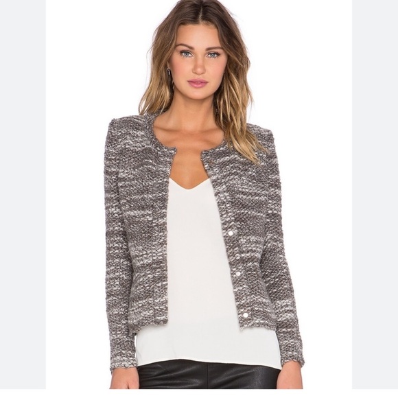 IRO | Carene Tweed Wool-Blend Jacket, Grey/Black Size FR 40/Fits‎ like a Medium - Picture 1 of 8